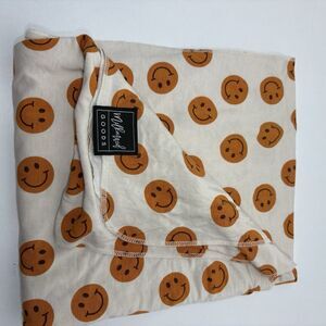 Milkmaid Goods Happy Face Orange Print Bamboo Swaddle Wrap Blanket HTF Sold Out